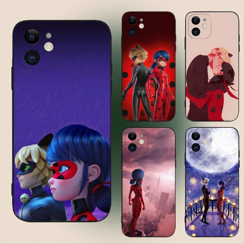 Чехол для телефона L-LadybugeS Cat Noir iPhone 16 15 14 13 12 11 Plus Pro Max XS XR SE Mini 8 7 мягкий силиконовый