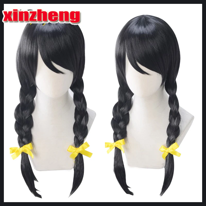

Bakemonogatari Hanekawa Tsubasa Wig Cosplay Black Braids Halloween Role Playing Hair Heat Resistant