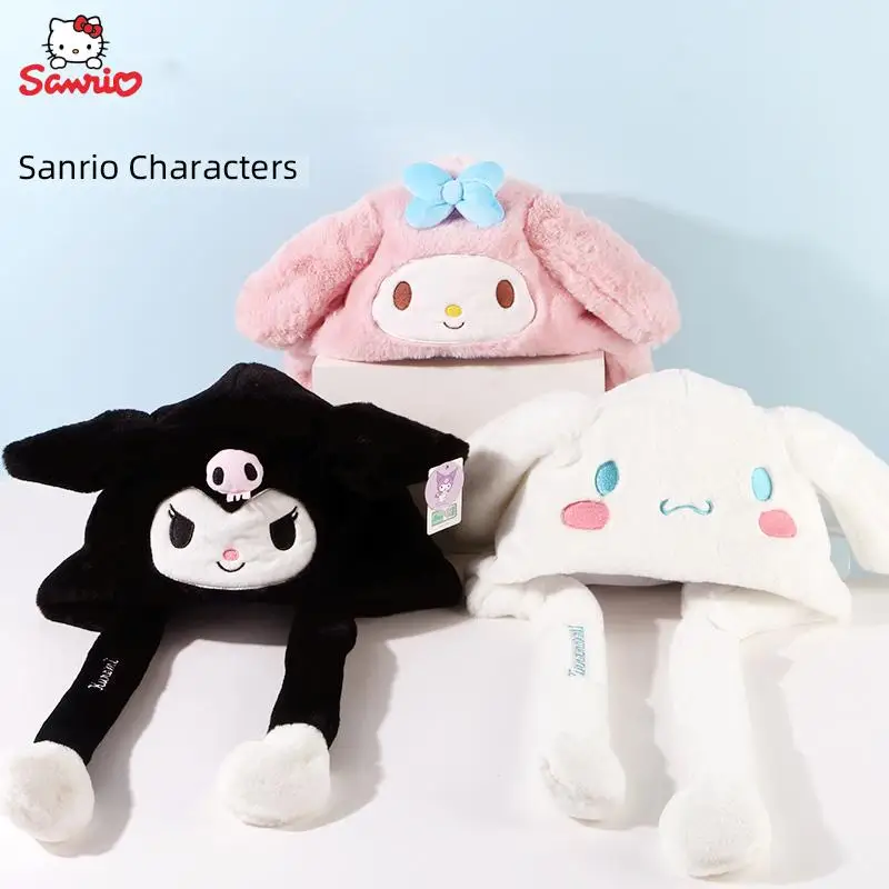 

Оригинальная плюшевая шапка Sanrio Mymelody Kuromi Cinnamoroll Kawaii Sanrio теплая плюшевая шапка мультяшная женская теплая шапка подарок для девочек