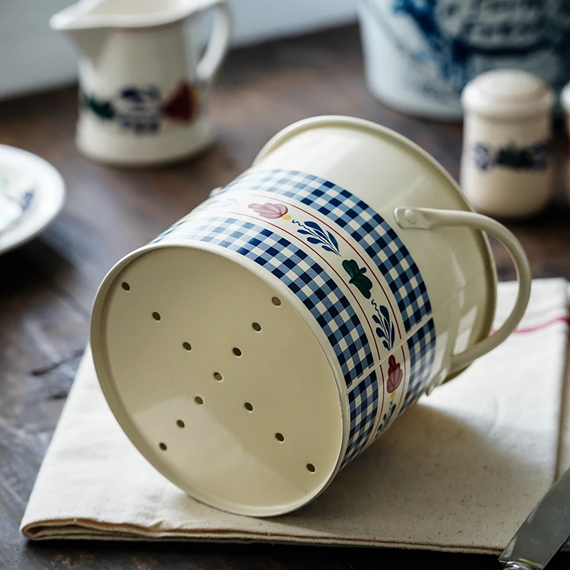 pastoral spoon fork pot holder tableware storage bucket utensil container storage tank kitchen gadgets chopsticks rack tableware free global shipping