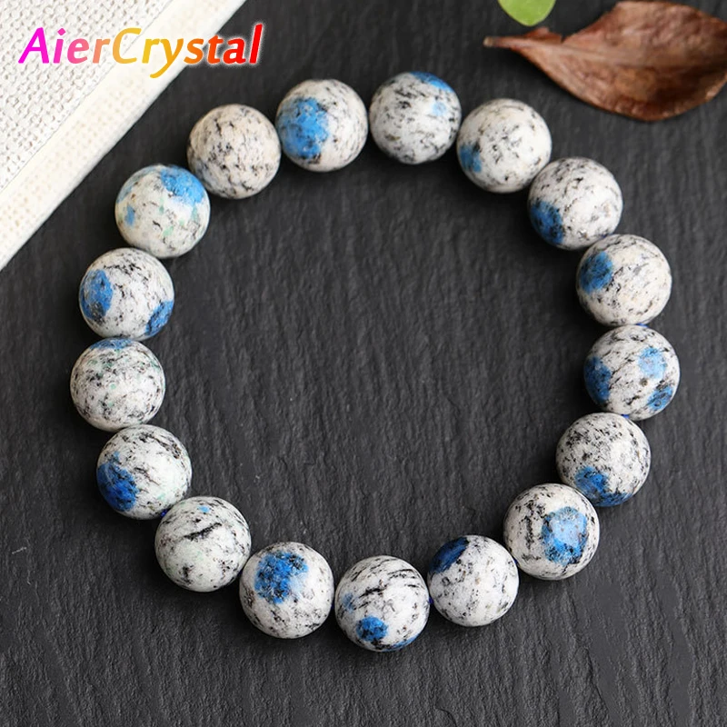 Natural Ore K2 Beads Single Circle Granite Women Bracelet Energy Azurite Couple Healing Stone Mineral Jewelry Gift 8/10/12mm