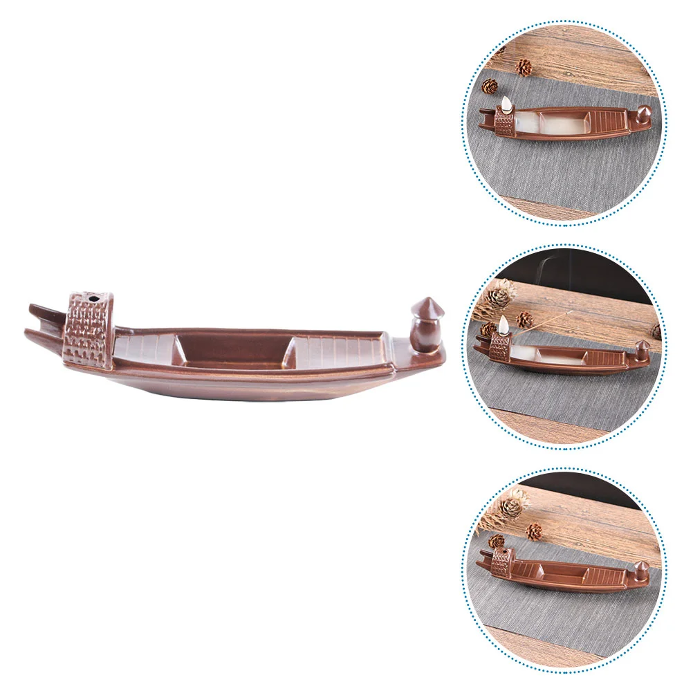 

Censer Adornment Fishing Boat Design Incense Burner Ceramic Censer Ceramic Incense Stick Holder Ceramic Craft Decor for Office