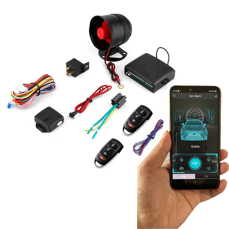 

2Sets With App 1-Way Car Alarm Vehicle System Protection Security System Keyless Entry Siren + 2 Remote Control Alarm