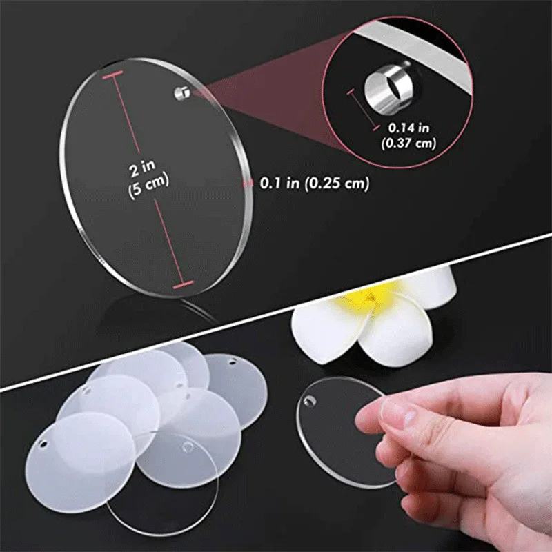 

50Pcs Acrylic Circle Blanks Acrylic Rounds with Hole 2 Inch Acrylic Blank for Keychain Pendant DIY Clear Board Jewelry Making
