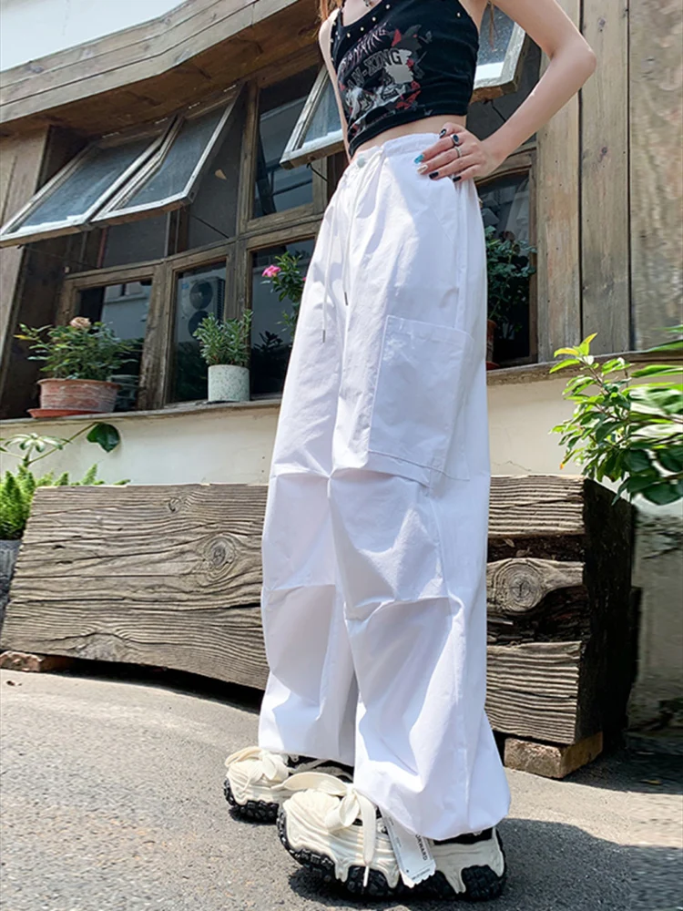 Y2K одежда свободные спортивные брюки большого размера на завязках с высокой