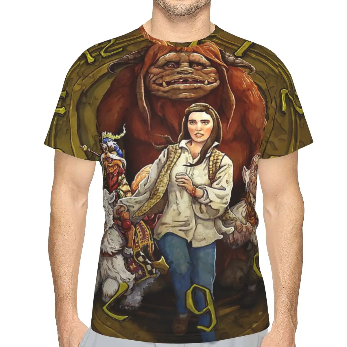 

Clock Casual Polyester TShirt Labyrinth Jareth Film Printing Leisure Thin 3D T Shirt Male Special