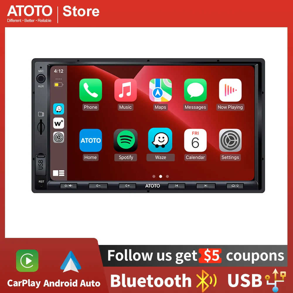 

ATOTO Car Radio Android Auto Wireless CarPlay Double DIN Car Stereo With Bluetooth Mirrorlink Universal 7 Inch Car Touch Screen