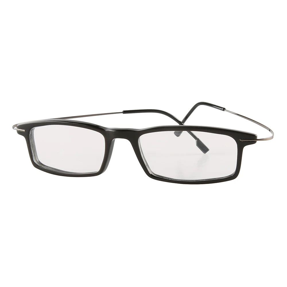 

Comfortable Lightweight Adjustable Thin Metal Temples Rectangular Rectangle Black Buffalo Horn Optical Reading Glasses Eyeglasse