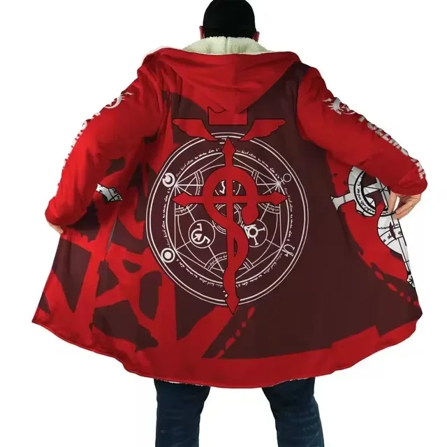 Зимняя модная мужская накидка с символами альхимии 3D-принтом викингов толстая