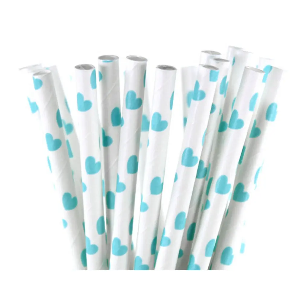 25 шт./лот цветные бумажные соломинки с сердцем для дня рождения свадьбы украшения