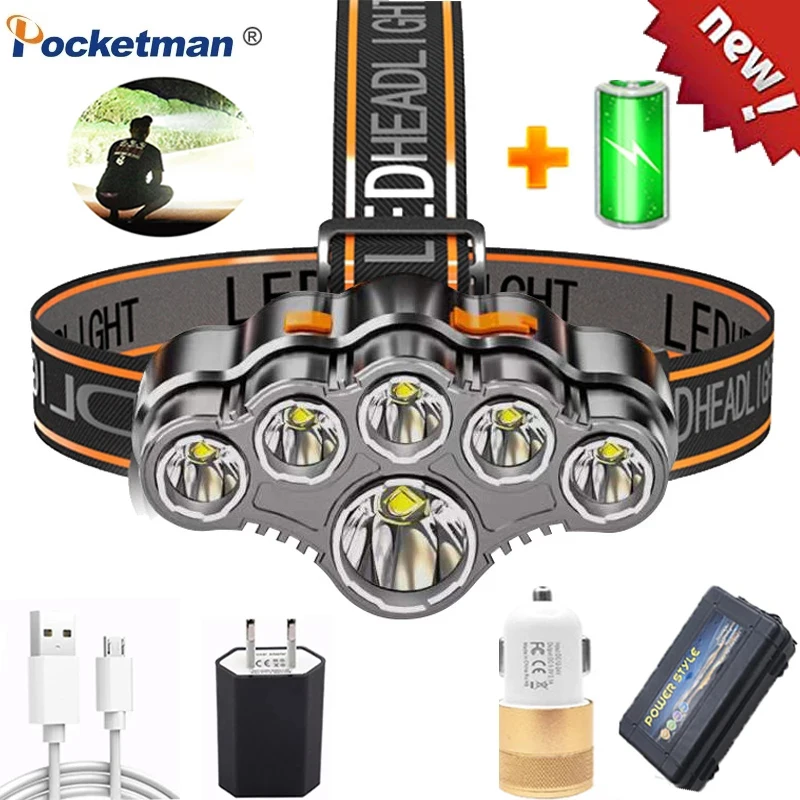 

Most Bright LED Headlamp with 6 LED Lamp Beads Fishing Headlight Portable LED Lamp Built in Battery Adjustable Torch Lamp Holder