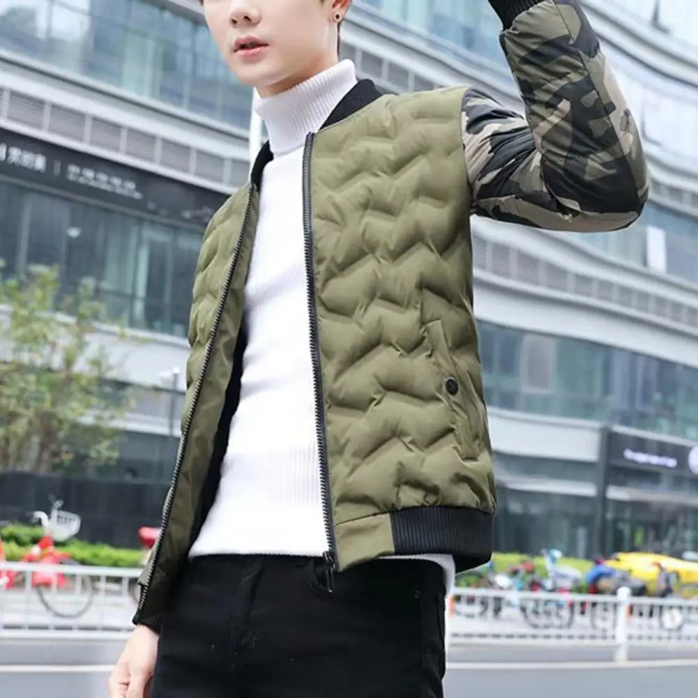 Hot Sales！New Arrival Winter Men'S Baseball Jacket Camouflage Patchwork Stand Collar Japanese Cotton Padded Outwear Coat