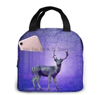 waterproof meal prep box with zipper forest with deer portable insulated lunch bag