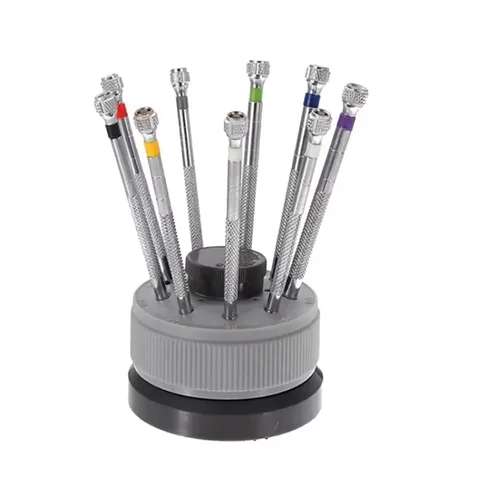 9 шт. 0,8-2,0 мм набор отверток, стальная отвертка, инструмент для ремонта часов, удаление со сменной отверткой для часовщика, вращающееся основание