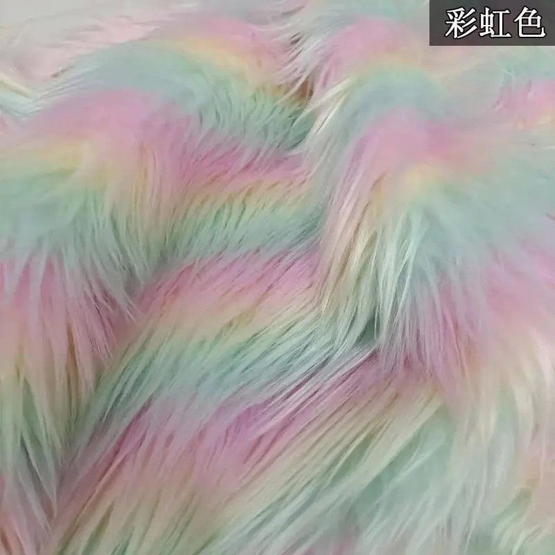 

Long Hair Colorful Rainbow Faux Fur Plush Fabric Diy Fur Suit Accessories Sewing Garment Handmade DIY Sew Fabric Supplies