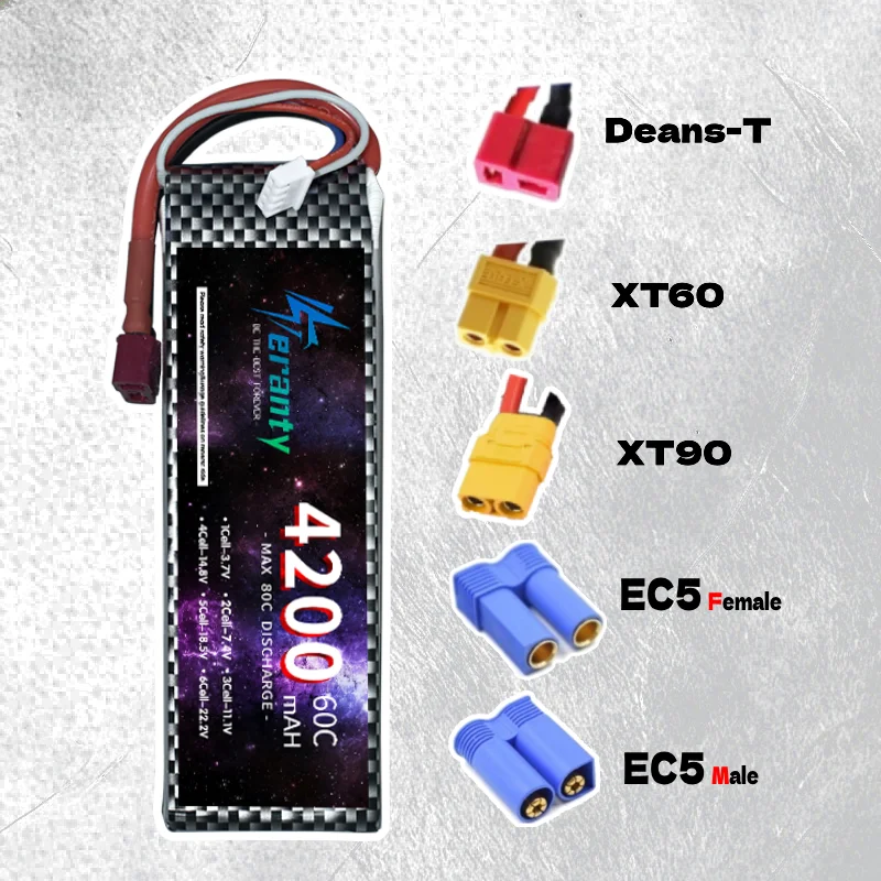 1 шт. аккумулятор TERANTY RC Lipo 7.4V 11.1V 2S 3S 1500mAh 1800mAh 2200mAh 3000mAh 4200mAh 5600mAh 7200mAh с разъемами XT60-T и Deans (art.: 3920dbd6ef4a2) - 3920dbd6ef4a2