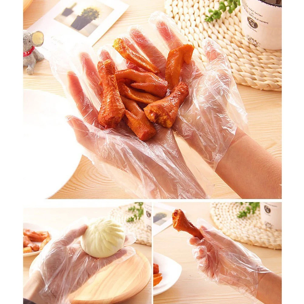 

Eco-Friendly One-Off Plastic Gloves 100PCS/Set Food Disposable Gloves For Restaurant Kitchen BBQ Food Gloves Multi-Functional