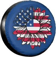 sunflowers american flag blue spare tire cover wheel protectors water dust proof universal fit for trailer rv suv truck camper t
