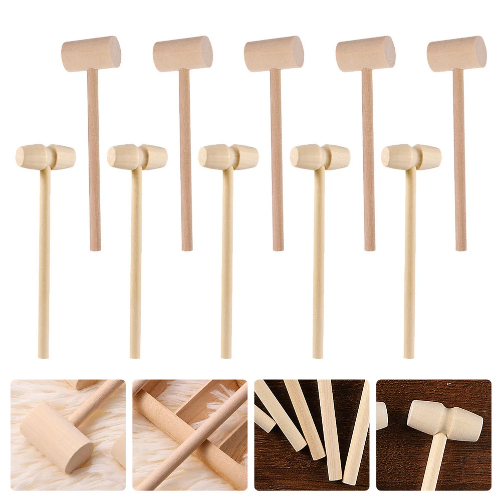

20 Pcs Wooden Hammer Seafood Crackers Bulk Percussion Toy Kid Mallet Child Toys