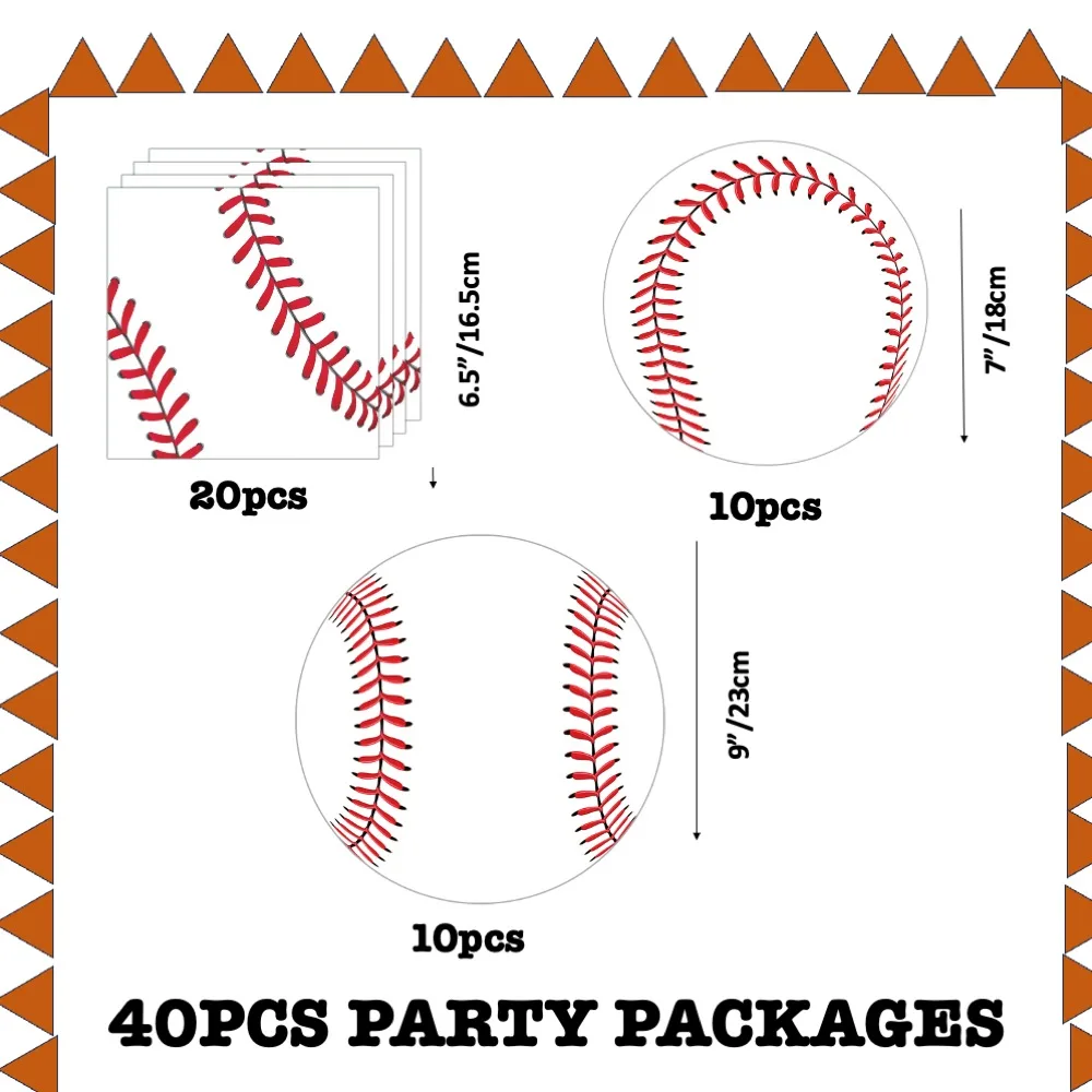 

40pcs 10People Use Baseball Theme Party Supplies Home Party Birthday Baby shower Decorations Disposable Straws Napkins Plates