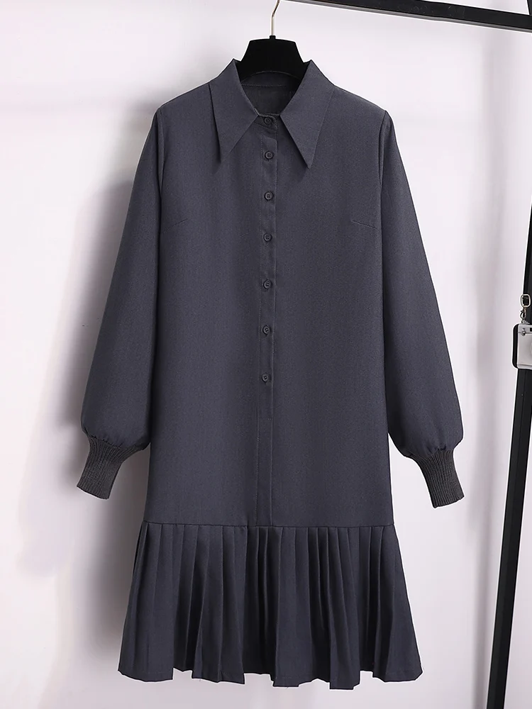 Полный комплект осеннее платье женское на осень и зиму 2024 новые модные рубашки High