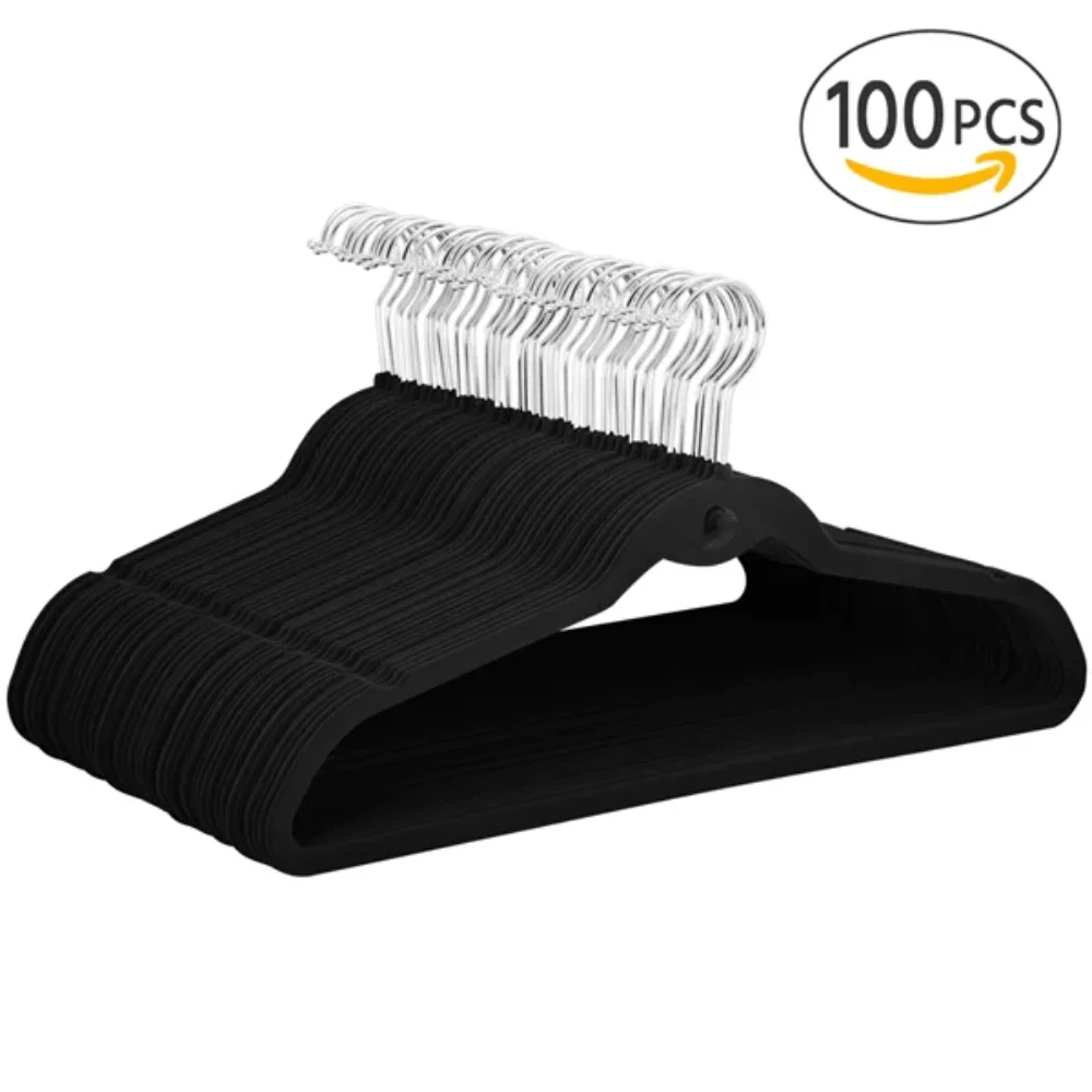 

Non Slip Velvet Clothing Hangers, 100 Pack, Black