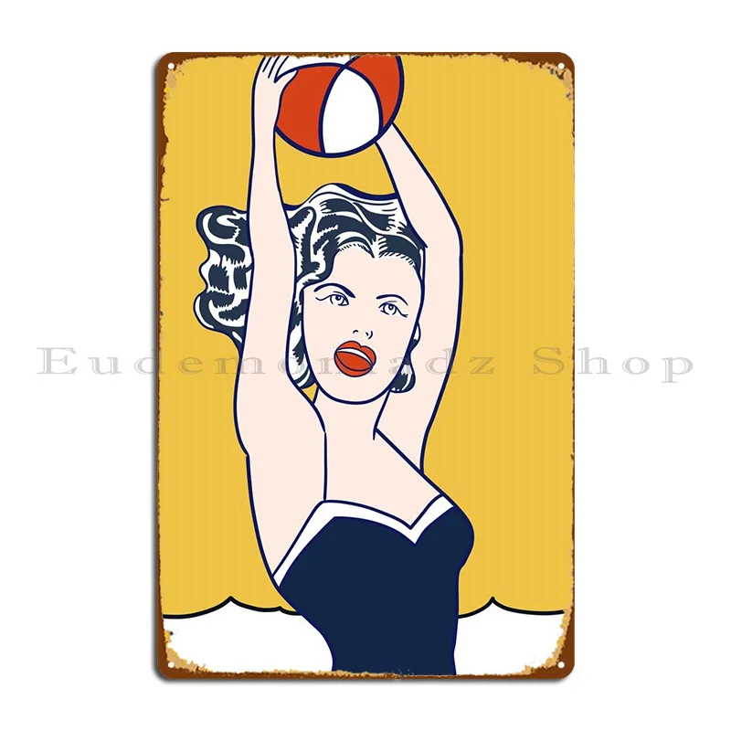 

Girl Withball Lichtenstein Metal Plaque Poster Wall Plaque Poster Wall Cave Personalized Club Tin Sign Poster