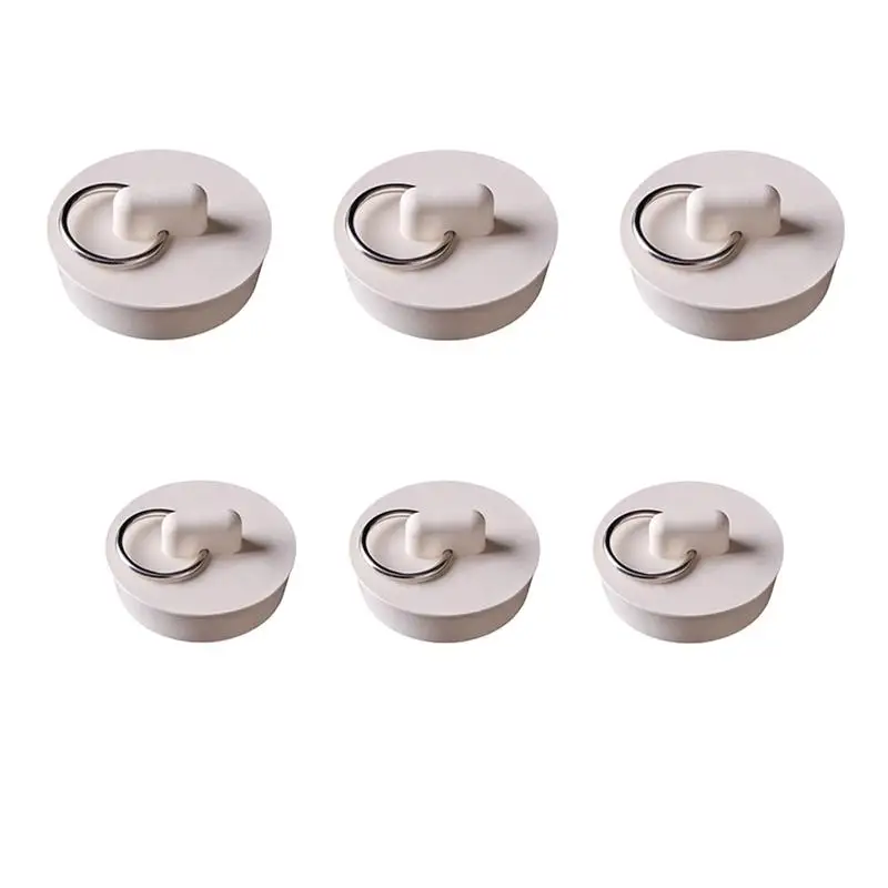 

6pcs Sink Stoppers Plug Home Sink Plugs Bathroom Bathtub Drain Plugs With Ring Drain Plug Water Tank Plug