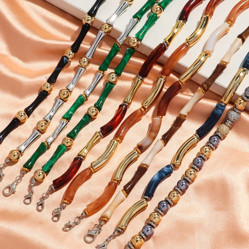 Новый тонкий бамбуковый чокер с изогнутой трубкой ожерелье подвеской в виде двух