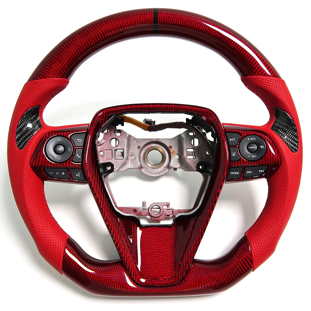 

Real Carbon Fiber Steering Wheel Replacement Alcantara Leather For Toyota Camry XV70 8th 2018-2022 DIY Customize Stylish Trim
