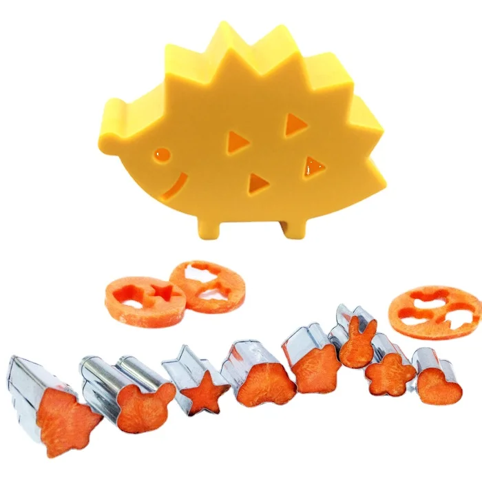 10 Pcs Mini Stainless Steel Fruit Vegetable Cookie Shape Cutters Mold Hedgehog Box Kid Food Mold Portable Pastry Mold