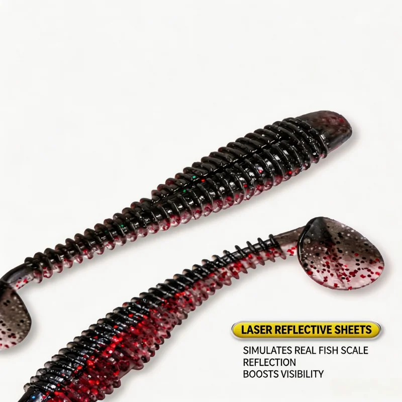 Фото Мягкая приманка TRY&V Spiral T-Tail Swimbait для морской рыбалки на басса, щуку, судака, для дроп-шота, медленно тонущая, 5 см, 6.3 см, 7.3 см, 8 цветов №3