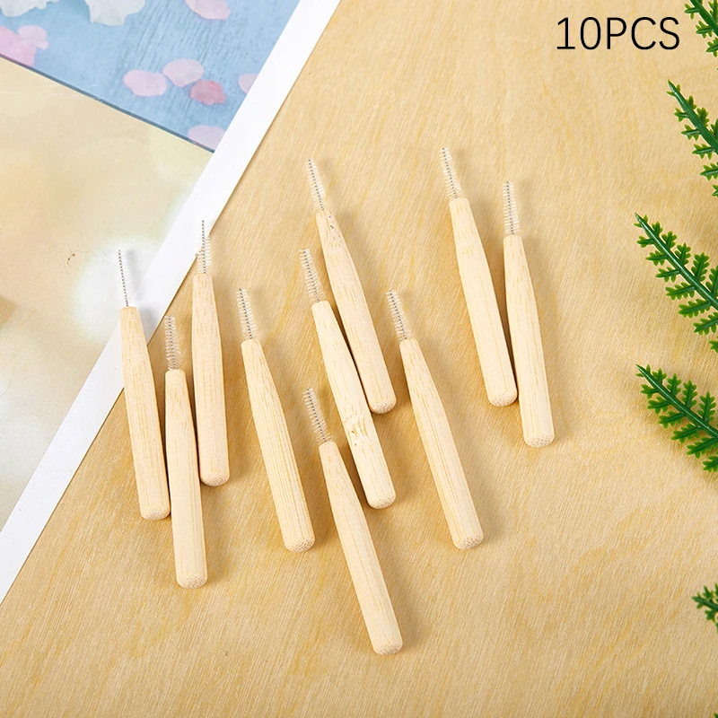 

10 шт., бамбуковые межзубные щётки, 0,4 мм