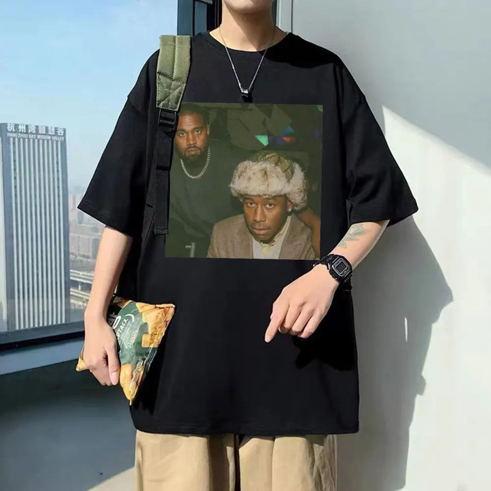 

New Black Rap Kanye West Tyler The Creator Graphics Print T-shirt Men Women Fashion Casual Tshirt Rapper Vintage Hip Hop T Shirt