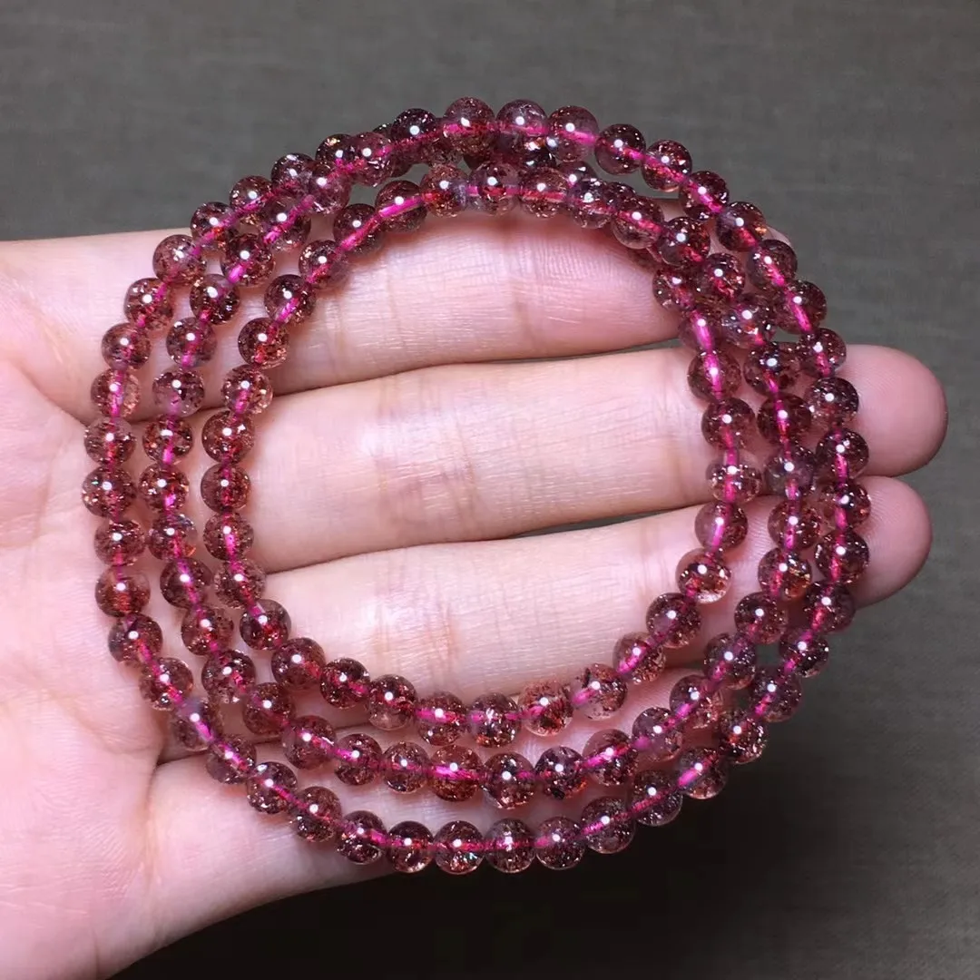 

4 мм натуральный кварцевый браслет Super Seven Melody Золотая клубника для женщин и мужчин, лечебные кристаллы, красивые бусины ювелирные изделия на...