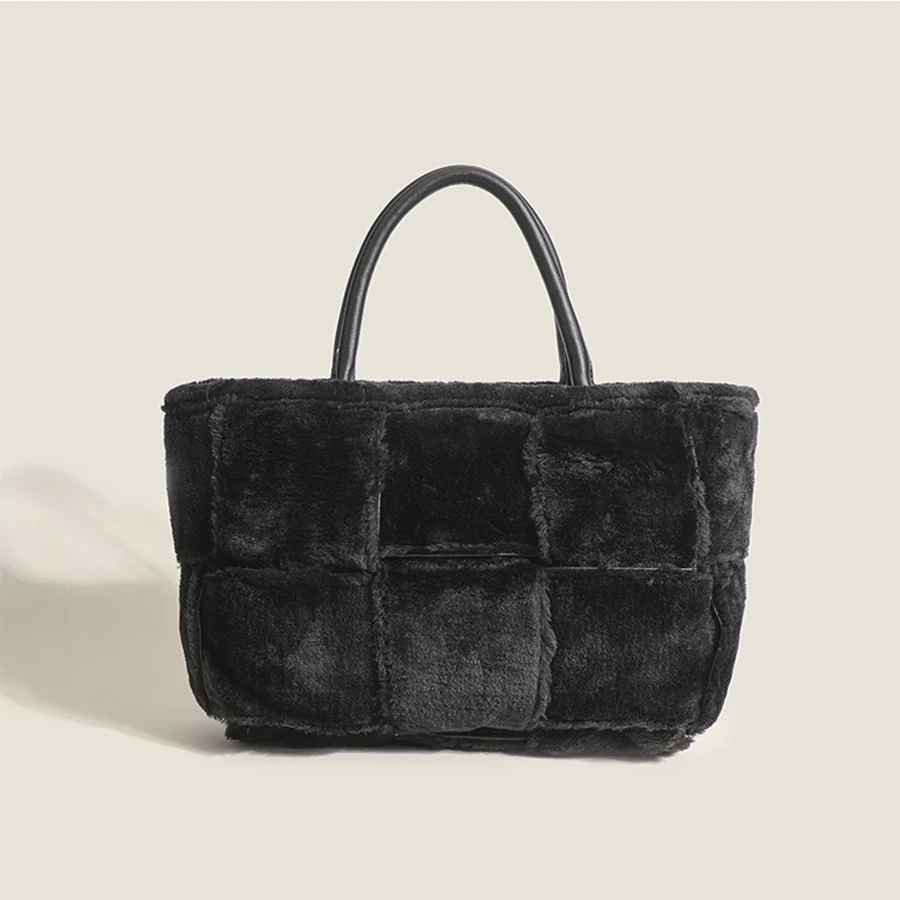 

Роскошная большая сумка-тоут из искусственного меха, мягкие плюшевые женские сумки, сумки через плечо из ягненка, теплая зимняя большая сумка-шоппер с ручками
