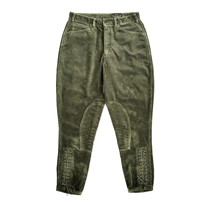 

Men's Riding Pants Corduroy Loose Middle Waist Ankle-length Harem Pencil Pants Biker Cargo Vintage Workerwear Designer Clothes
