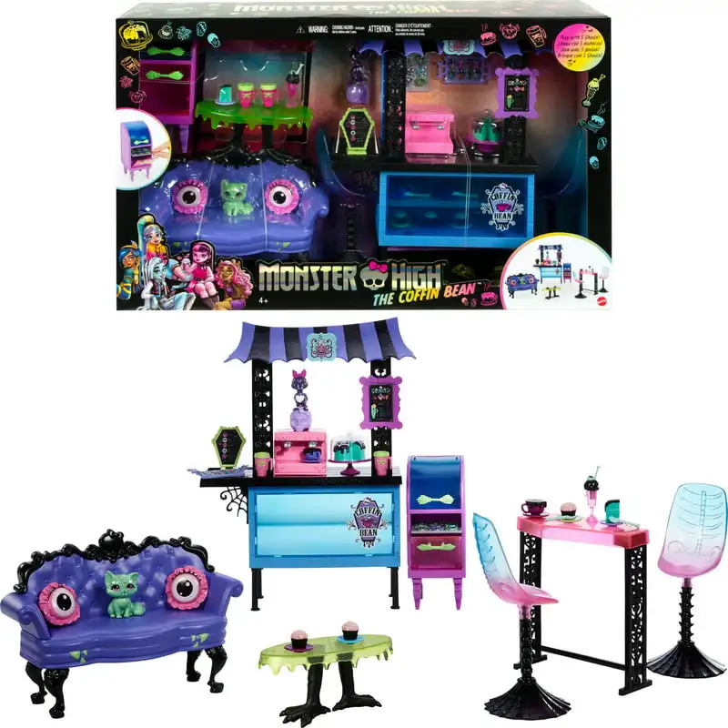 

Coffin Bean Playset with Cafe Furniture, Drink and Snack Accessories