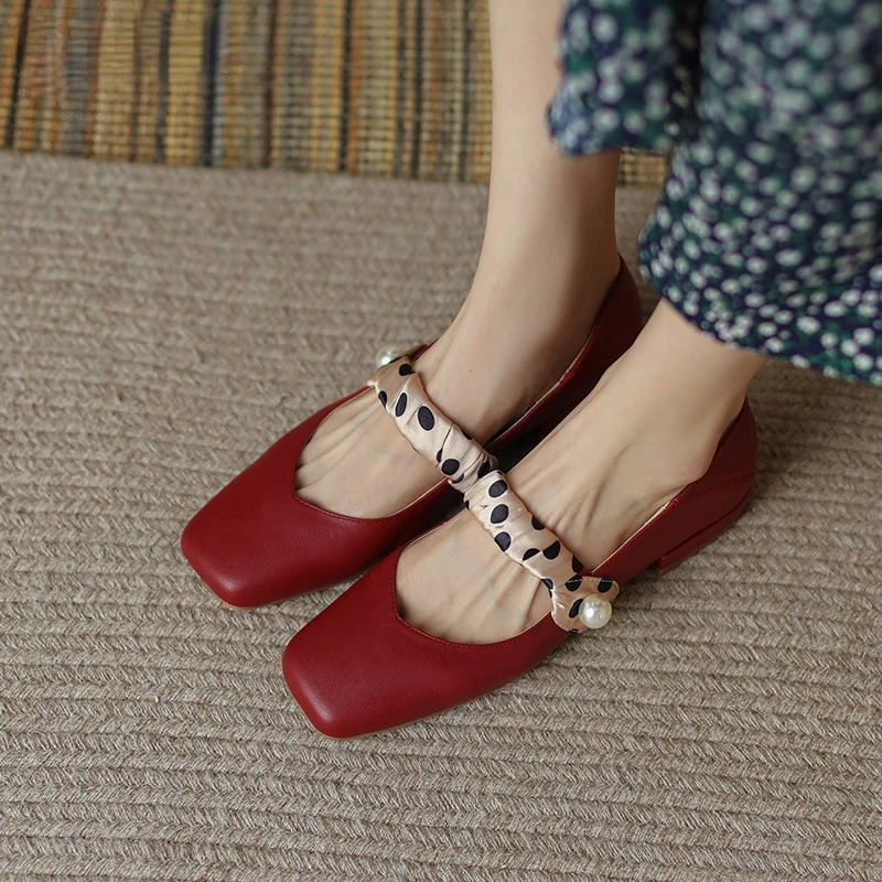 Sweet Ribbon Pearl Shoes Mujer 