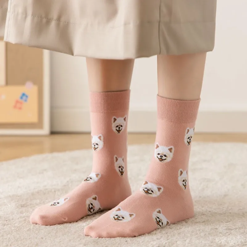 

New Cotton Medium Tube Women's Socks Japanese Cute Cotton Socks Chaigou Cartoon Student Socks Breathable And Versatile Socks