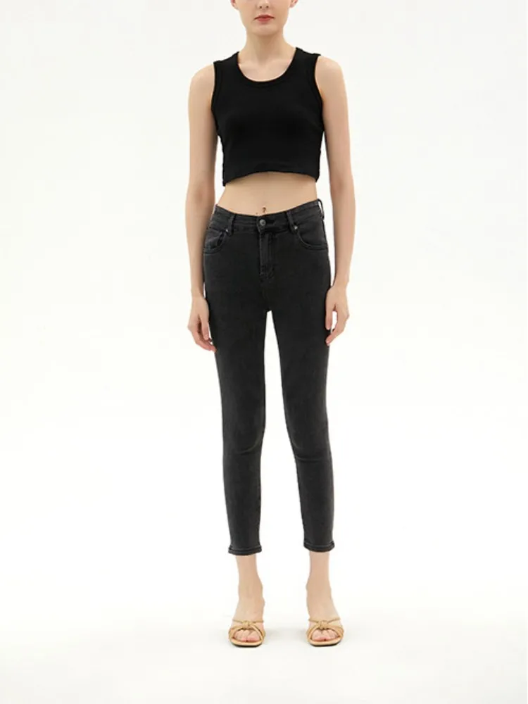 

Женские джинсы весна-лето, модные простые эластичные женские джинсовые брюки до щиколотки, новинка 2023, тонкие женские брюки