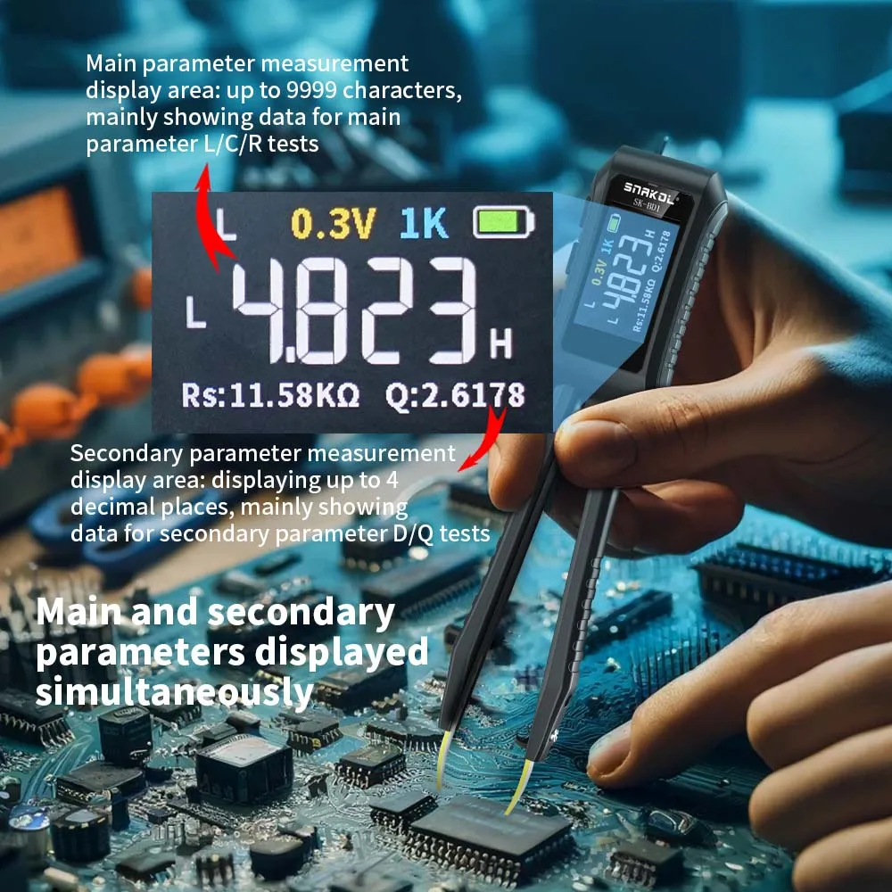 Фото SNAKOL SK-BD1 Мини-умный пинцет LCR SMD ESR тестер сопротивления емкости индуктивность непрерывность диод тест инструменты для измерения №2