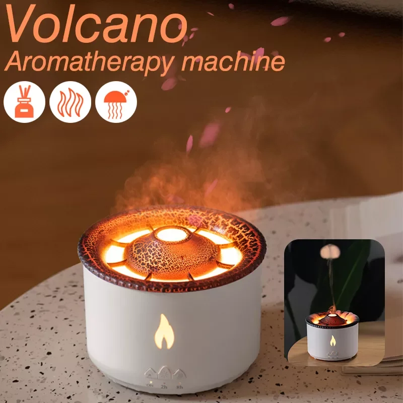 

Ароматический диффузор с вулканическим пламенем, портативный USB увлажнитель воздуха с кольцом для дыма, ночник с лампой и ароматом