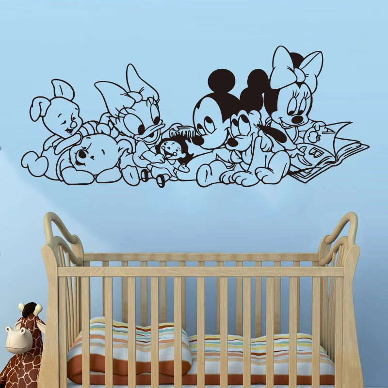 

Disney Mickey Minnie Pooh Goofy Wall Decals Kids Rooms Baby Room Home Decor Cartoon DIY Wall Stickers Vinyl Mural Art Posters