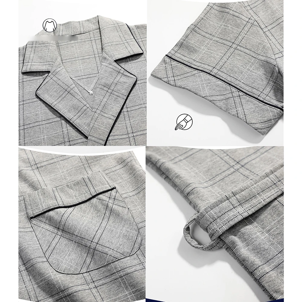 Spring Summer Men's Bathrobe Short Sleeve Sleepwear Cotton Robes for Men Luxury Plaid Kimono Plus Size Hotel Sauna Dressing Gown