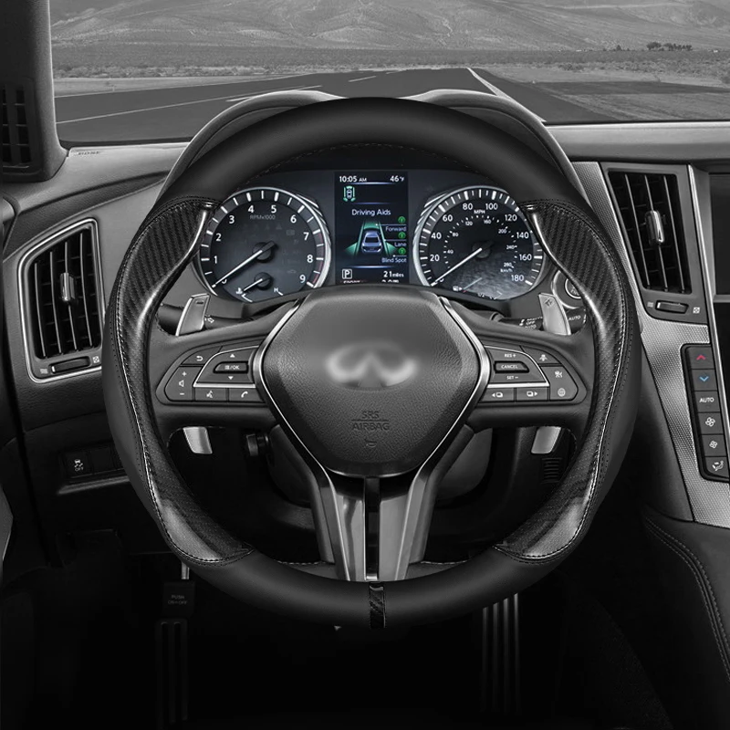 Дышащая кожа из углеродного волокна чехол рулевого колеса автомобиля для INFINITI FX35