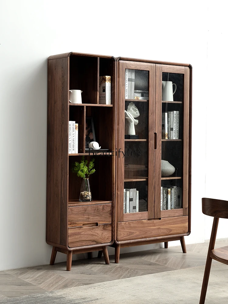 Напольная полка из цельного дерева североамериканского черного ореха