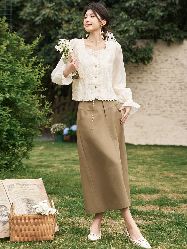 MISHOW французские кружевные шифоновые блузки для женщин весна 2024 романтический