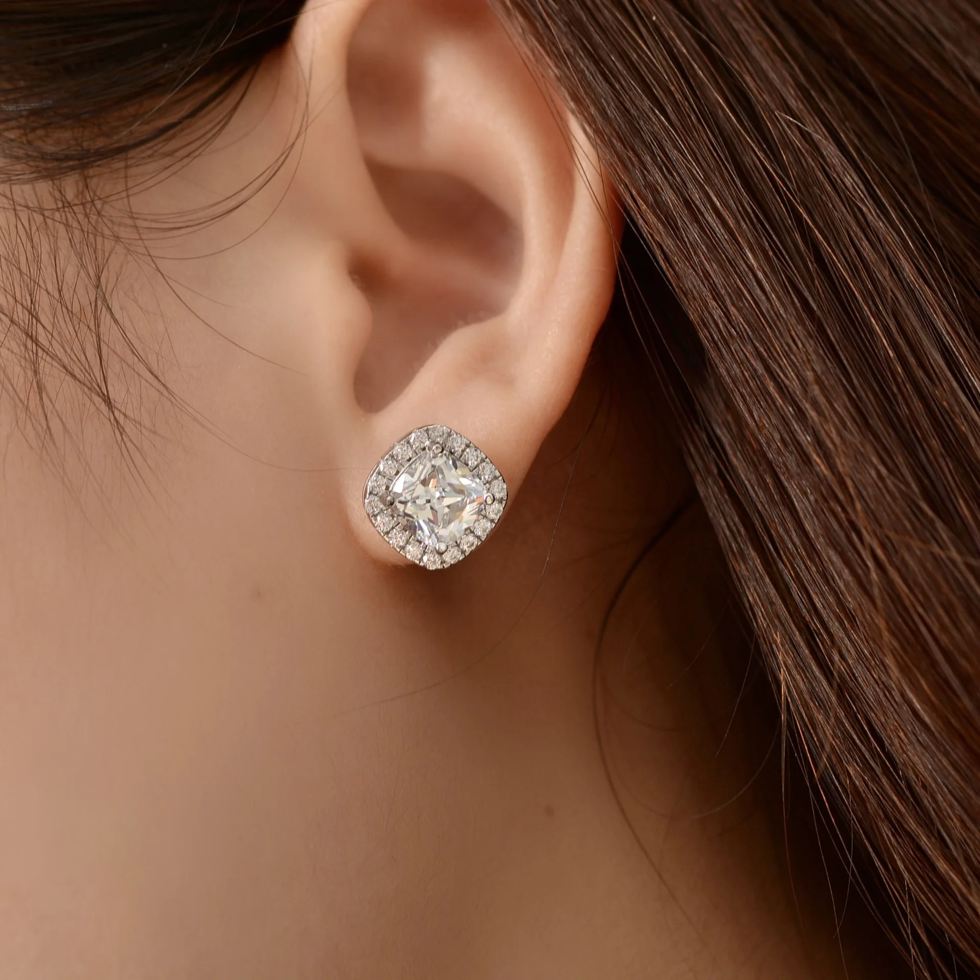 Boucles d'oreilles carrées à haute teneur en carbone, plaqué or 18K, 1CT, pour femmes, mariage, fiançailles, cadeau de mariée, bijoux 2