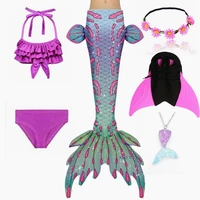 new styles kid summer swimming mermaid tail swimsuit cosplay costume mermaid tail with fins monofin bikini swimwear set
